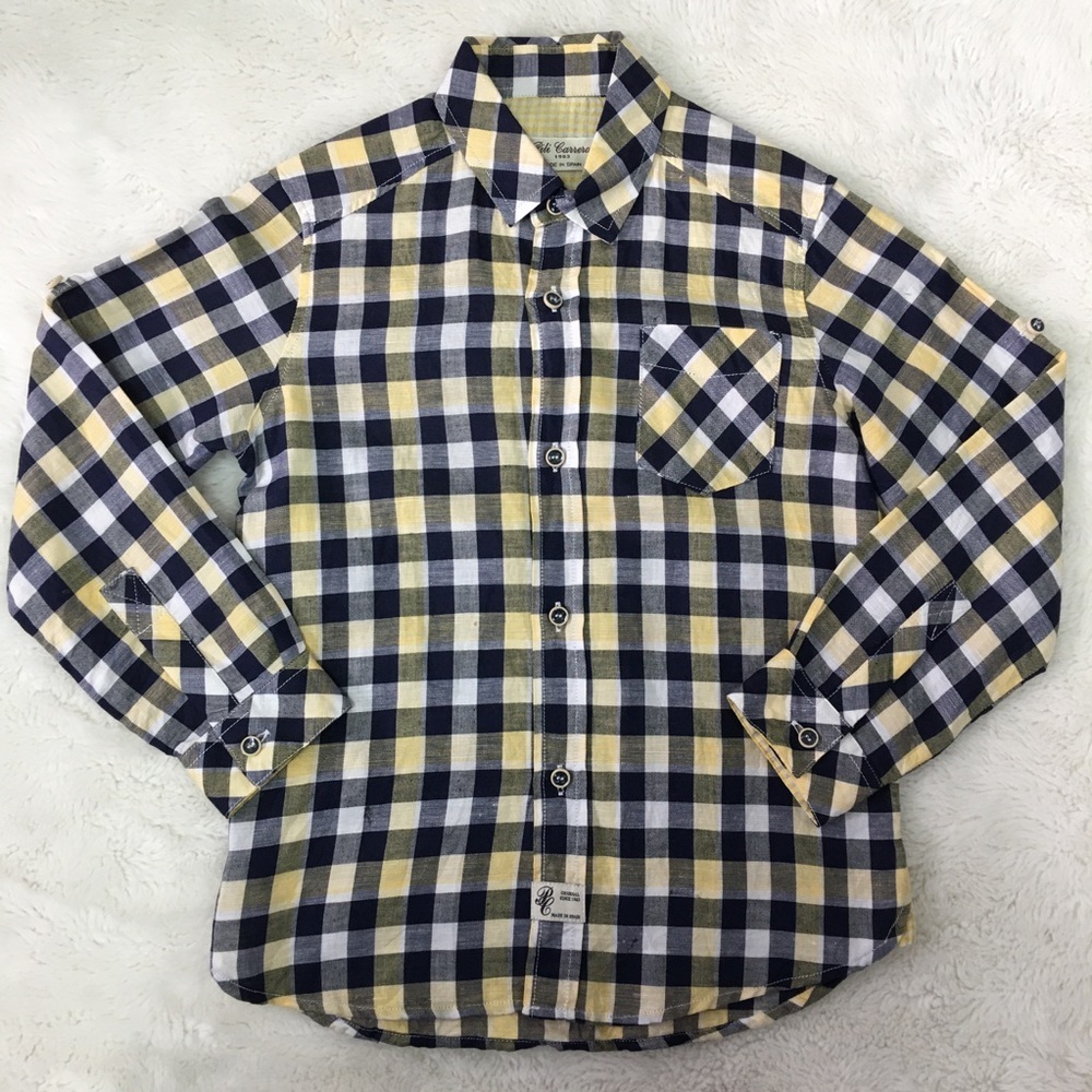 Pili Carrera Plaid Check Button Down Shirt Sz 6